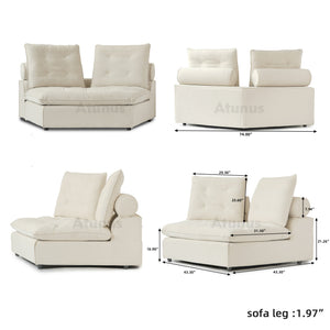 ATUNUS USA in Stock Drop Shipping Tiffany Blue Pet-Friendly Velvet Modular 7 Seater Sectional Sofa Set Scratch Proof Miami Couch