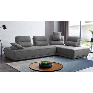 HMS 100% Polyester Gray Stationary L-Shaped Two-Piece Sofa and Chaise for Living Room