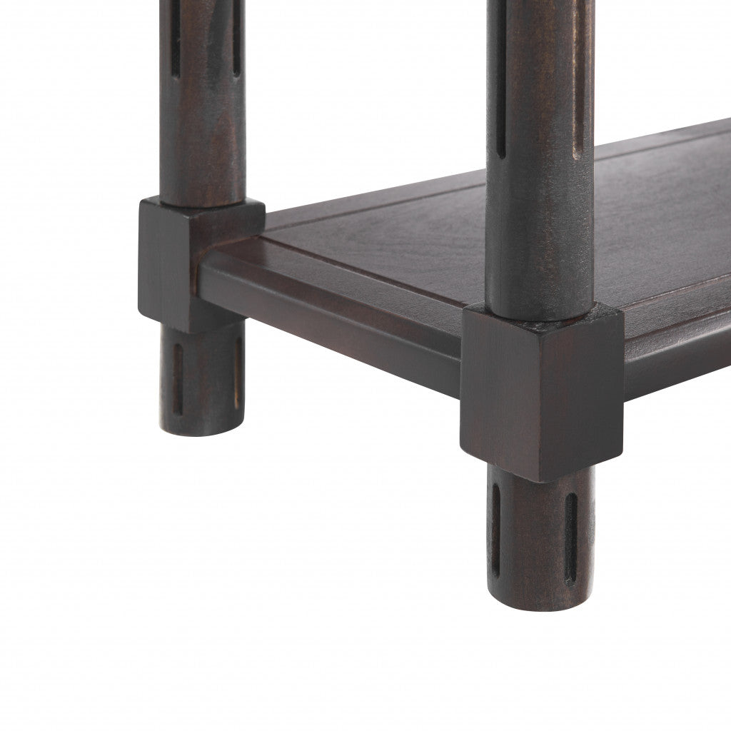 HMS 24\" Espresso Solid Wood End Tables with Shelf Set of Two Farmhouse Style Living Room and Entry Furniture