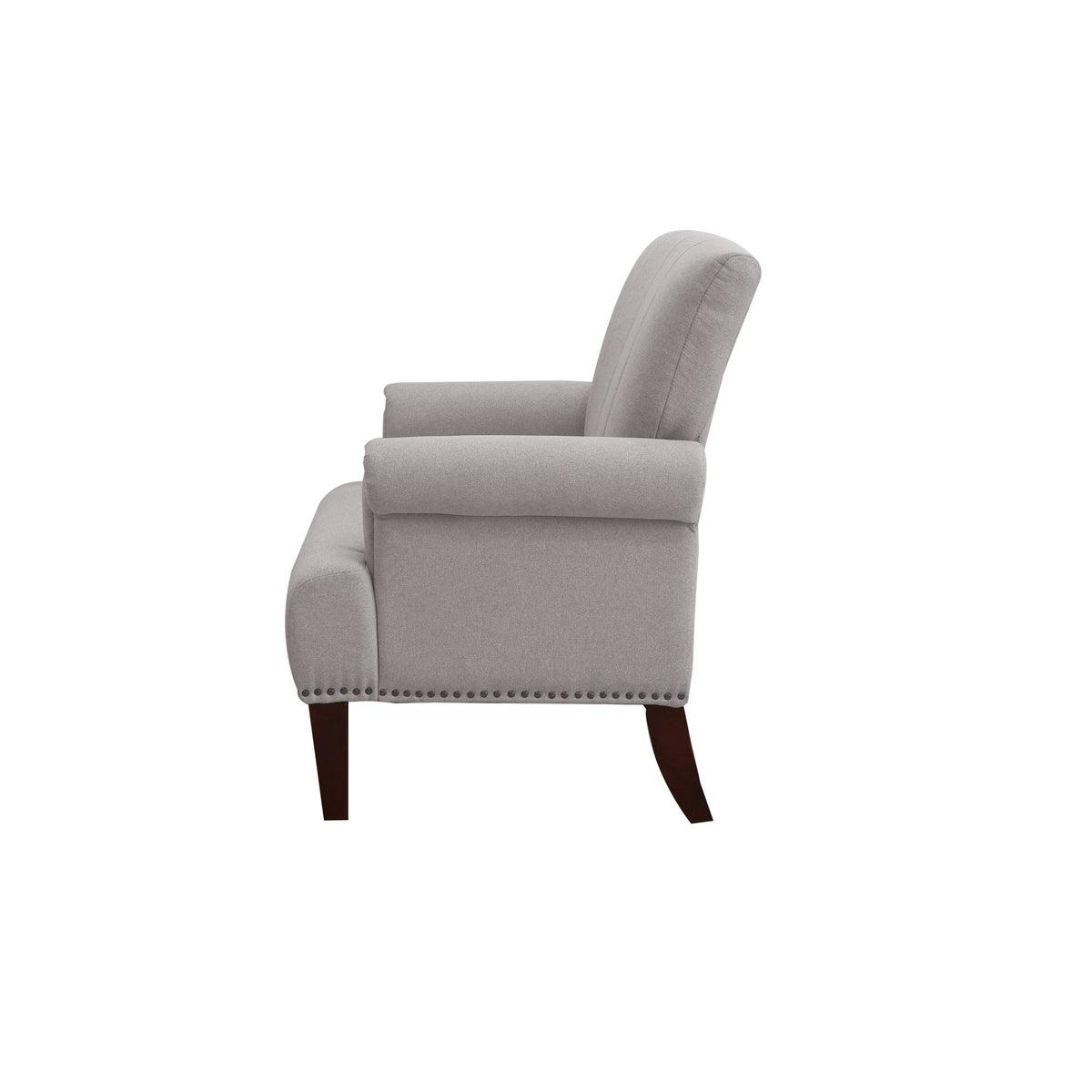 HMS 30\" Light Gray and Brown Upholstered Arm Chair for Living Room