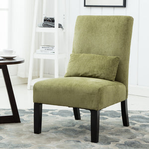 Pisano Contemporary Chenille Fabric Armless Accent Chair with Pillow, Teal Blue