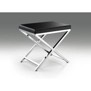 HMS 21\" Black and Silver Faux Leather Vanity Chair for Living Room