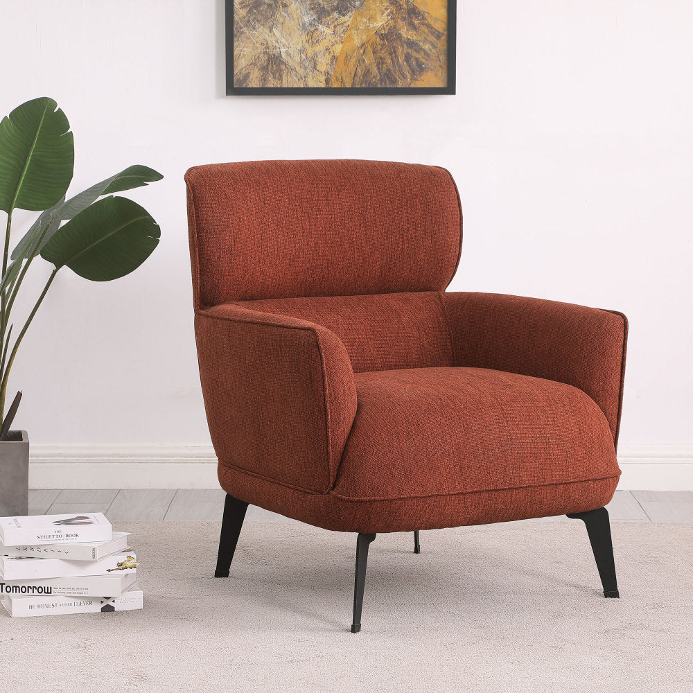 1pc Modern Transitional Style Upholstered Crescent Arm Accent Chair