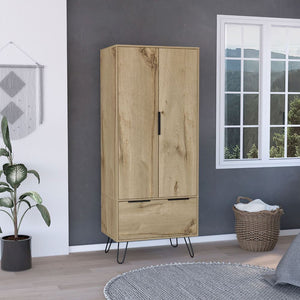 Skyoner Light Oak Finish Double Door Armoire One Drawer Living Room Cabinet