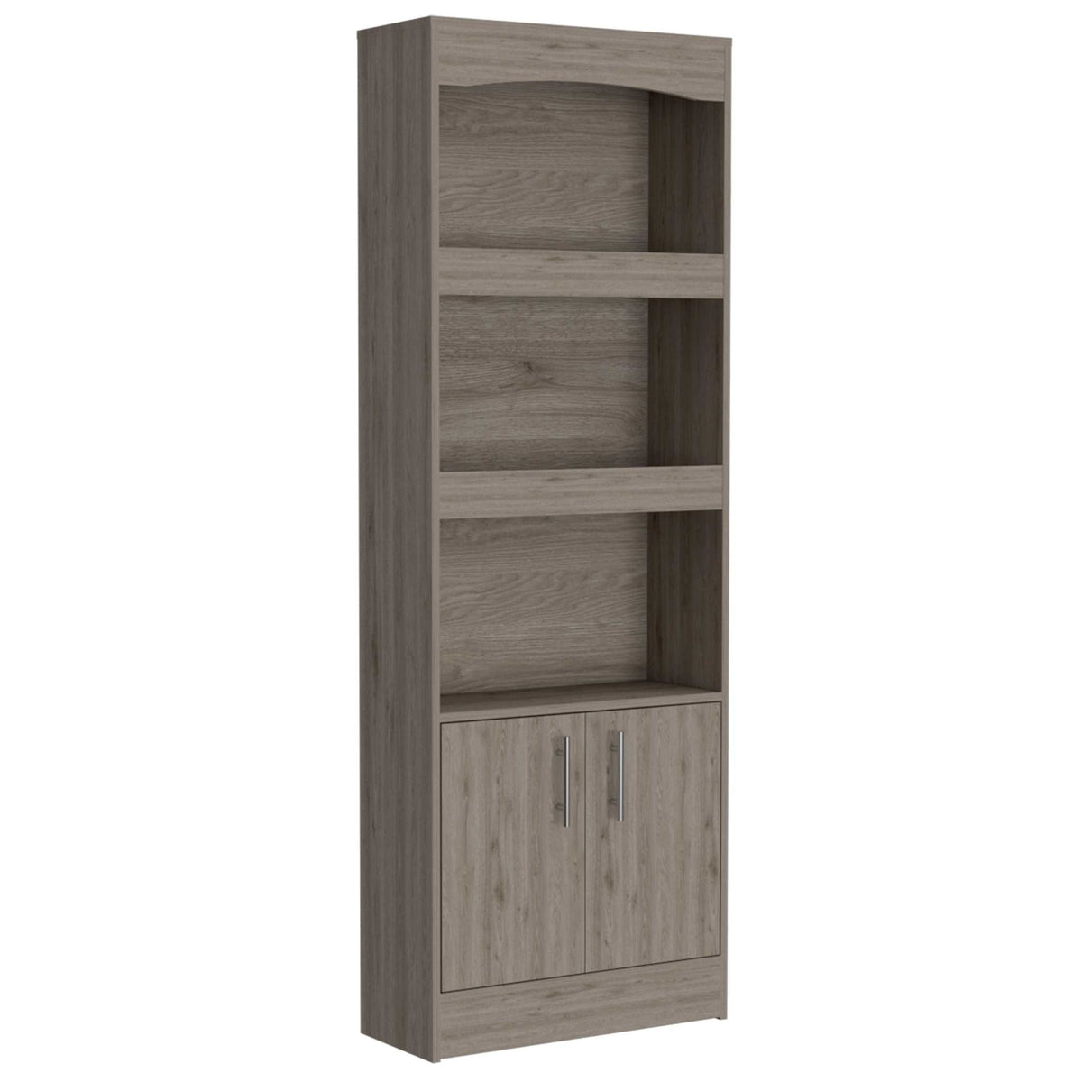 HMS 71 Three-Tier Bookshelf with Two Doors Foldable Living Room Furniture for Home Office Workshop Bedroom Application