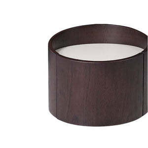 HMS 17\" Dark Brown Solid Wood Round End Table Farmhouse Style Tea Table for Living Room Home Furniture with Metal Accents