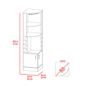 Seattle Bar Cabinet, Eight Bottle Cubbies, Two Large Open Shelves