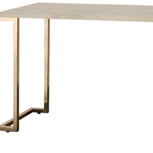 HMS 44\" White and Gold Faux Marble & Iron Sled Coffee Table