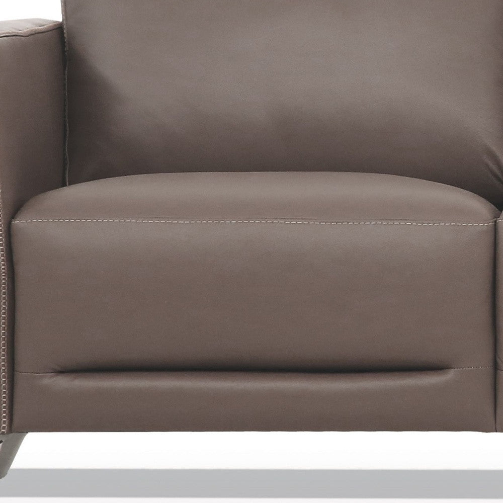 HMS 83 Taupe Genuine Leather 2-3 Seater Sofa Set Black Legs for Home Living Room Furniture Featuring Sponge Filling Material