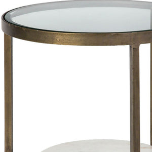 HMS 24\" White Glass Round End Table European Style Tea Table for Living Room Home Furniture with Wooden Base