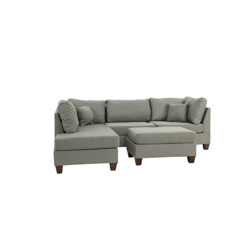 FCJ 3-PC Convertible Sectional Sofa Set in Gray for Living Rooms Apartments and Beds