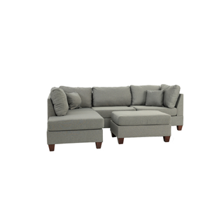 FCJ 3-PC Convertible Sectional Sofa Set in Gray for Living Rooms Apartments and Beds