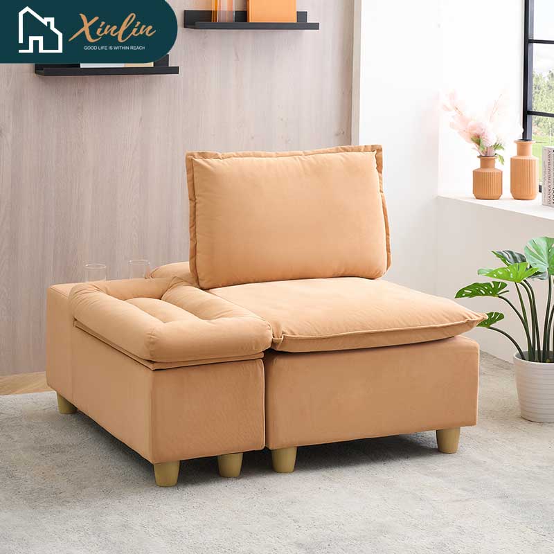 104\" Pumpkin Flannel 3-Seater Modular Sofa Fashion-Minimalist with Storage for Living Room or Outdoor Free Shipping US