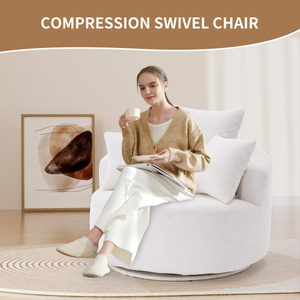 LY-031WH Single-Seater Swivel Compression Chair Crochet Yarn Full Sponge Material for Home Living Room Office Furniture