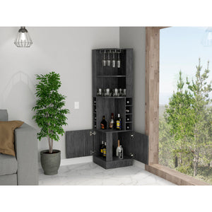 Seattle Bar Cabinet, Eight Bottle Cubbies, Two Large Open Shelves