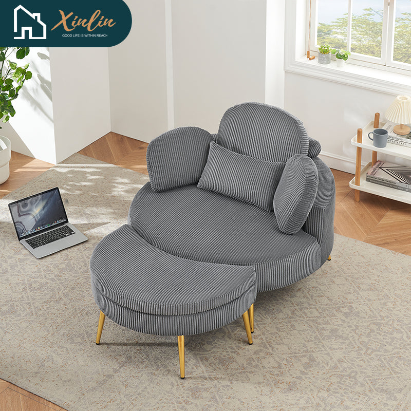 43-Inch Single Grey Velvet Chair Soft and Comfortable for Outdoor Bedroom Hotel Use Nordic Design Style Free Shipping