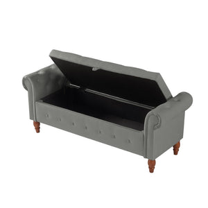 Velvet Multifunctional Storage Rectangular Sofa Stool - Grey