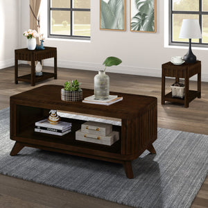 Rectangular Wooden Coffee Table FCJ Minimalist Farmhouse Style Movable Glass Marble Top for Living Room Dining Home Furniture