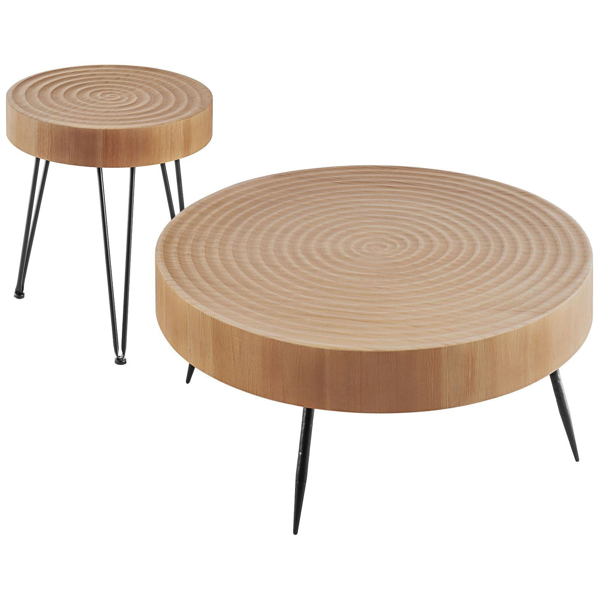 2-Piece Round Coffee Table and End Table Set 31.3 in for Living Room