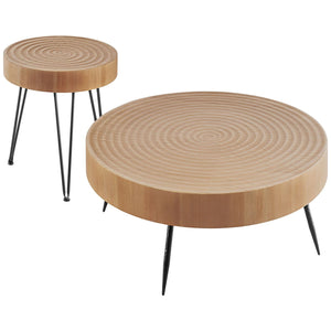 2-Piece Round Coffee Table and End Table Set 31.3 in for Living Room