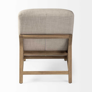 HMS 54 Cream and Brown Fabric Tufted Lounge Chair for Living Room