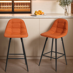 Counter Stools,Set of 2 Bar Stools with Back and Footrest, Modern Metal Counter Height Barstools for Kitchen Home Bar