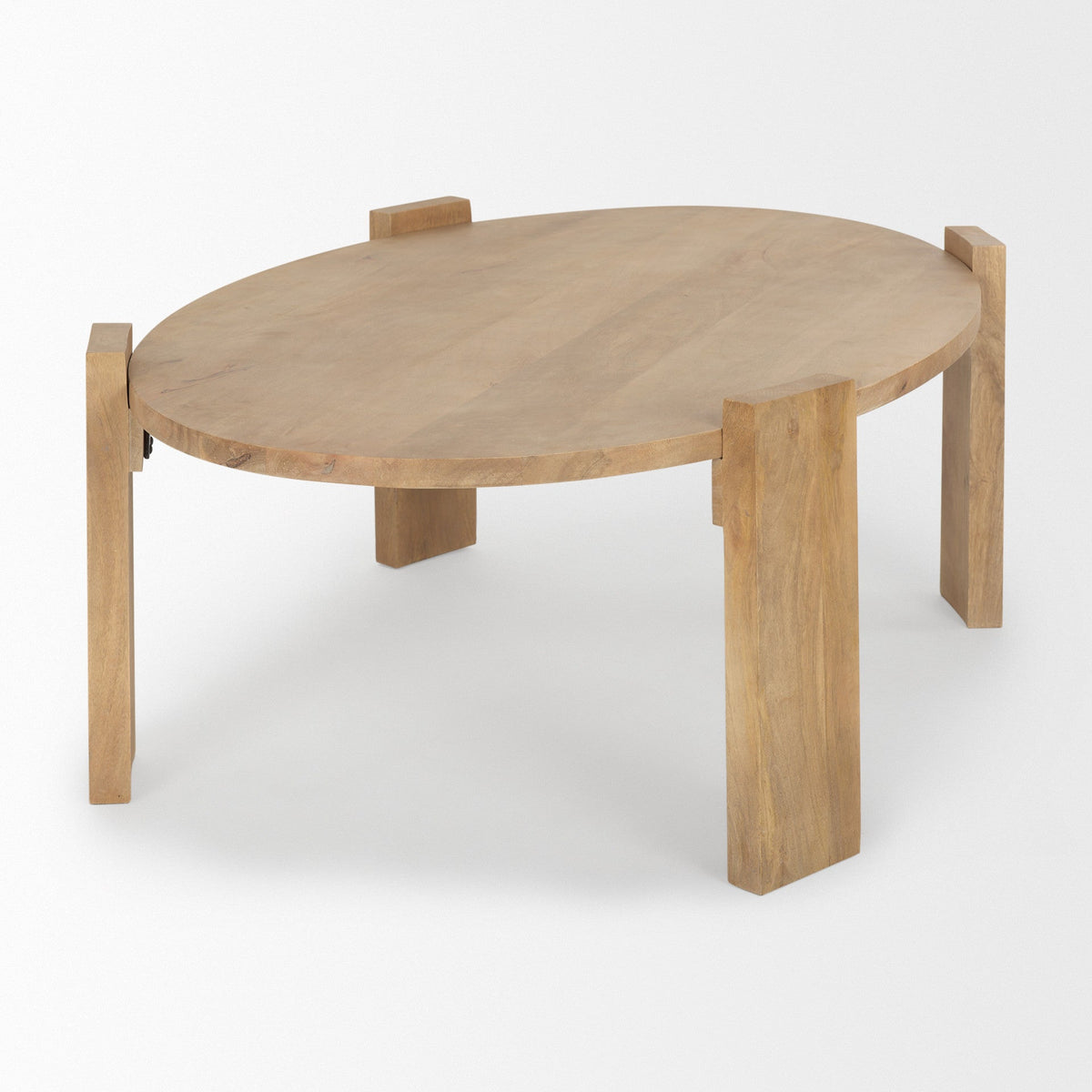 HMS 48\" Natural Solid Wood Oval Coffee Table Handmade Minimalist Design for Home Dining Office Hotel Durable Metal Tea Table