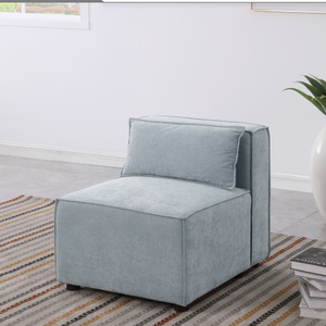 Simple and Grand 3-Seater Modular Sofa in Grayish Blue Chenille Fabric Soft Seat Back Knock FCJ Version