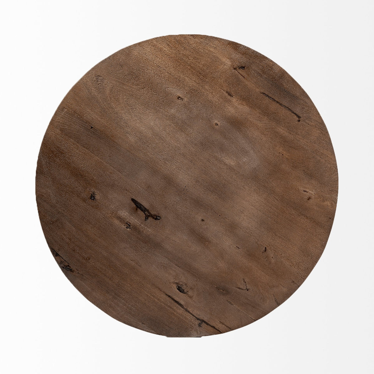Solid Wood and Metal Round Coffee Table HMS 41 in Brown and Black-Durable and Stylish