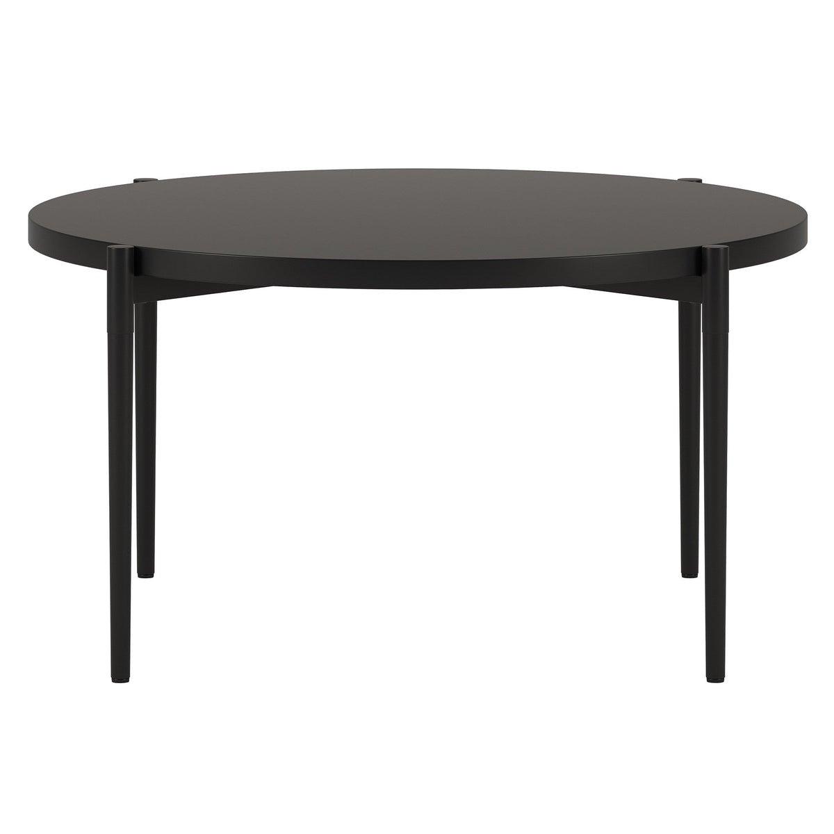 HMS 32\" Antique European Round Coffee Table Black Steel with Marble and Stone Finish for Living Room Furniture