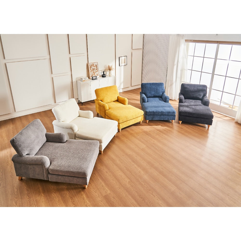 Modern Mid-Century Indoor Oversized Chaise Lounger Comfort Sleeper Sofa with Soild Wood Legs