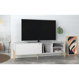 Manhattan Comfort Bowery 72.83 TV Stand With 4 White and Oak Shelves