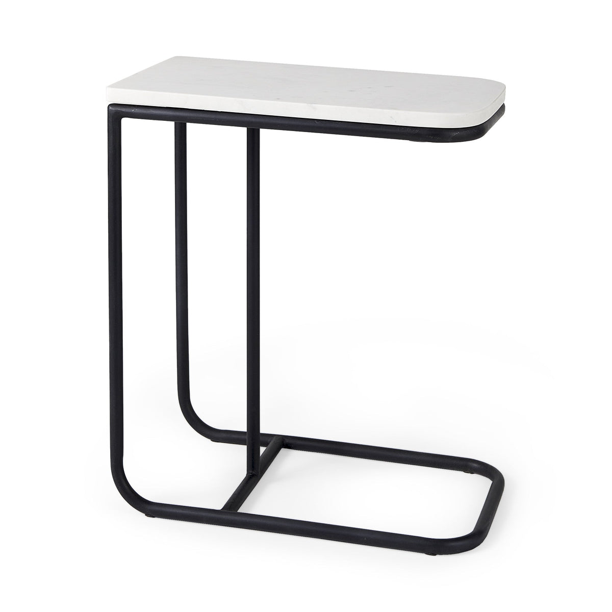 HMS 23\" Black and White Marble Console Table with Metal C Elegant End Table