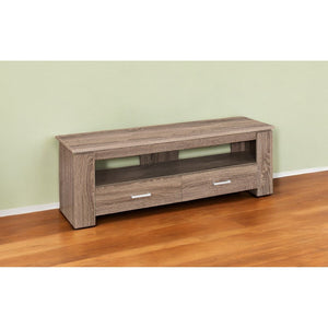 HMS 47\" Deep Taupe Oak TV Stand Traditional-Modern Open Shelving Console for Home Furniture Living Room Cabinet