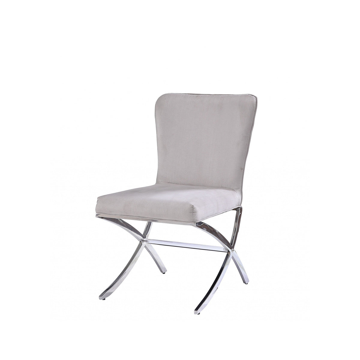24\" Beige and Silver Velvet Parsons Chair by HMS Elegant Living Room Furniture