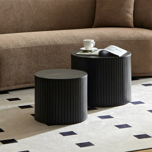 Welfel FCJ Convertible Round Scandinavian Design Coffee Table Living Room Furniture with Metal Frame Set