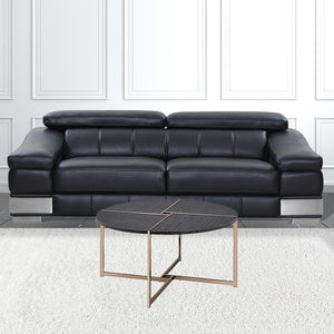 HMS 35 Black and Champagne Metal Round Cross Legs Coffee Table