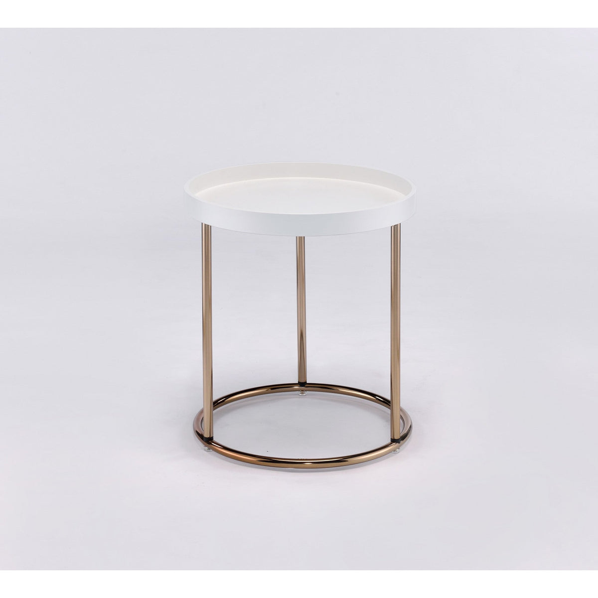 HMS 22\" Round End Table in Copper and White for Living Room Sofas