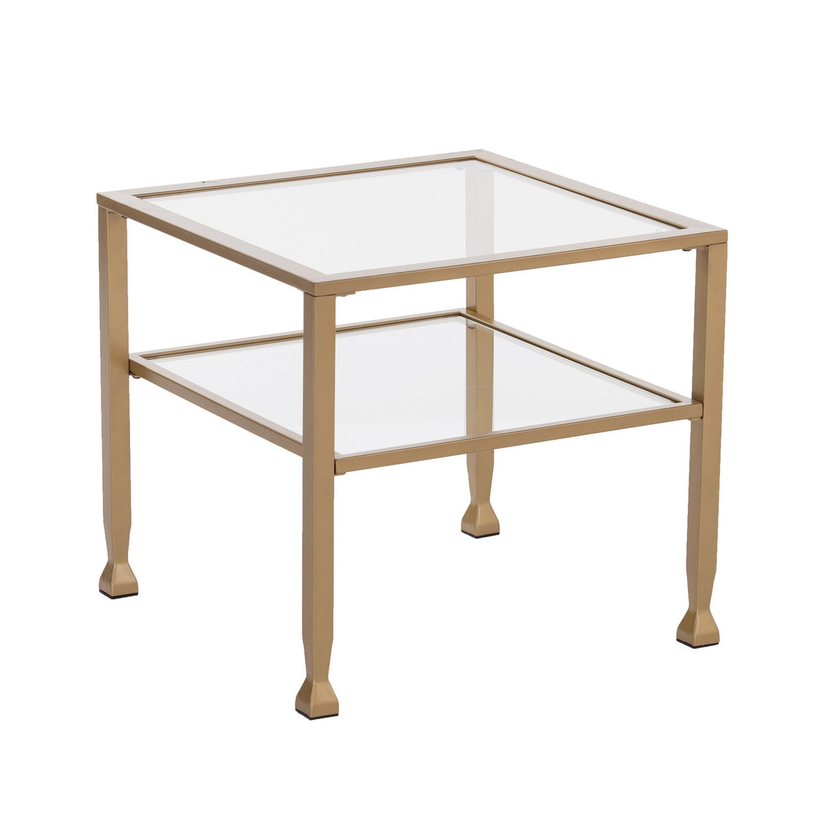 HMS 21\" Traditional Square Coffee Table Gold Glass and Metal with Classic Marble for Living Room or Entry Farmhouse Style