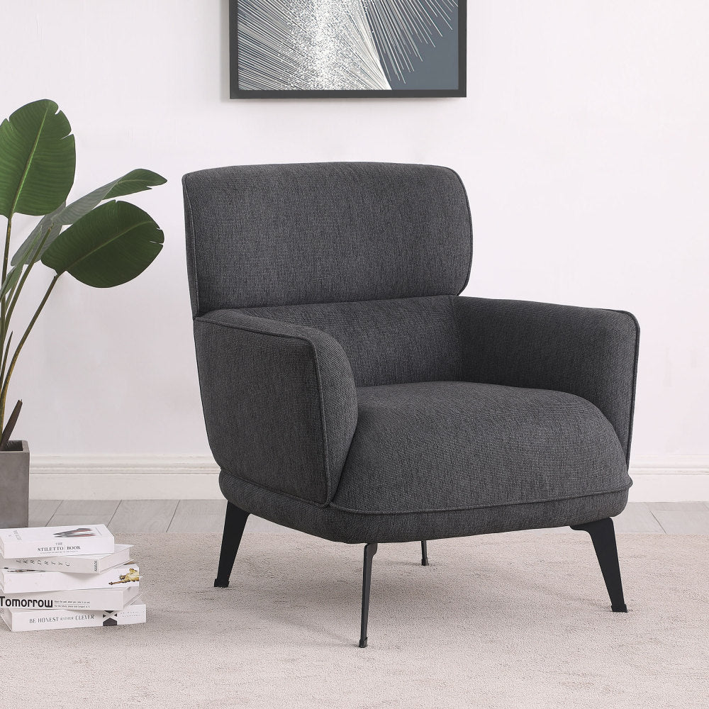 1pc Modern Transitional Style Upholstered Crescent Arm Accent Chair