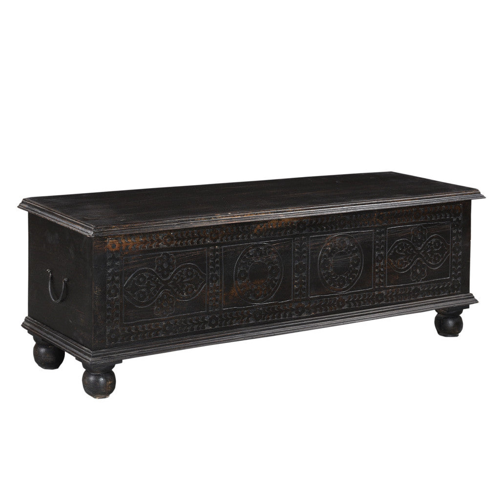 54\" HMS Black Solid Wood Distressed Lift Top Coffee Table
