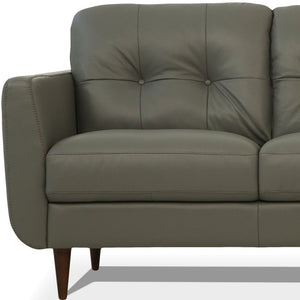 HMS 83 2-Seater Green Genuine Leather Chesterfield Sofa with Black Legs Elegant Home Living Room Furniture Set
