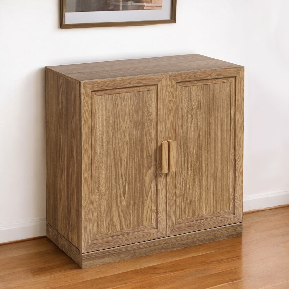 HMS 31 Traditional Antique Living Room Door Accent Cabinet Handmade MDF with Three Shelves Natural Textured Design
