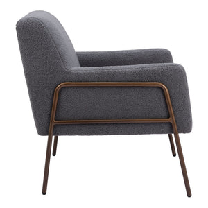 HMS 28\" Gray and Bronze Contemporary Design Faux Shearling and Sherpa Upholstered Arm Chair for Home Office or Bedroom