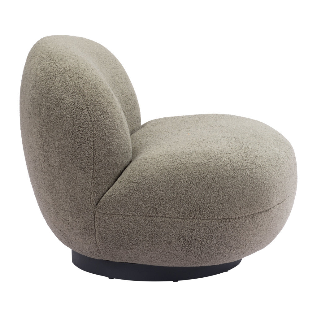 HMS 30\" Khaki and Black Faux Shearling Upholstered Slipper Chair Stylish Living Room Furniture