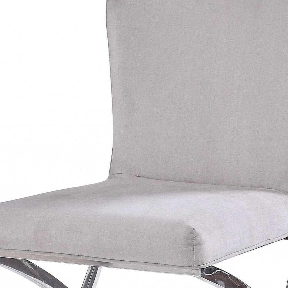 24\" Beige and Silver Velvet Parsons Chair by HMS Elegant Living Room Furniture