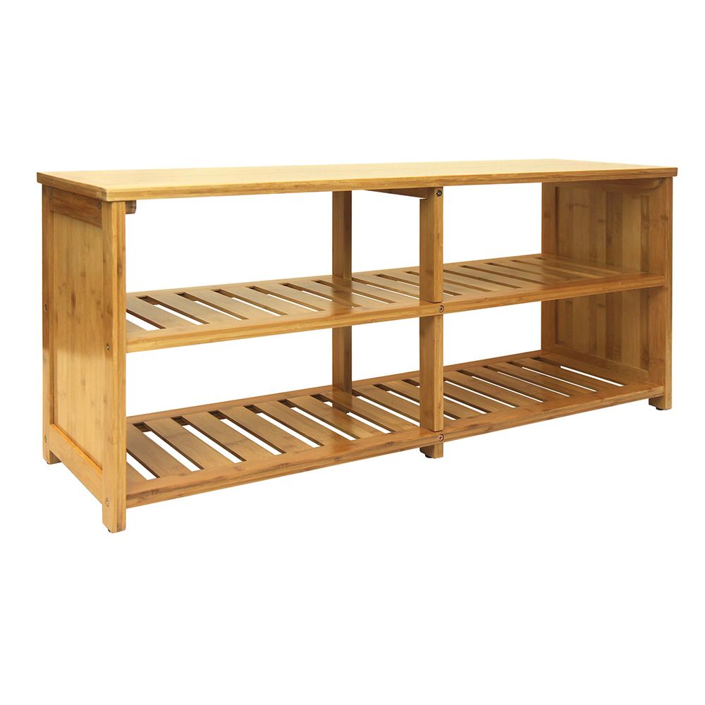 Oceanstar 10-Pair Bamboo Shoe Rack Bench Entryway Storage Bench