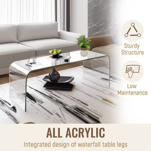 Acrylic Coffee Table 39.25\" Long 15mm Thick Rectangle Tea Table for Living Room Clear Acrylic Material