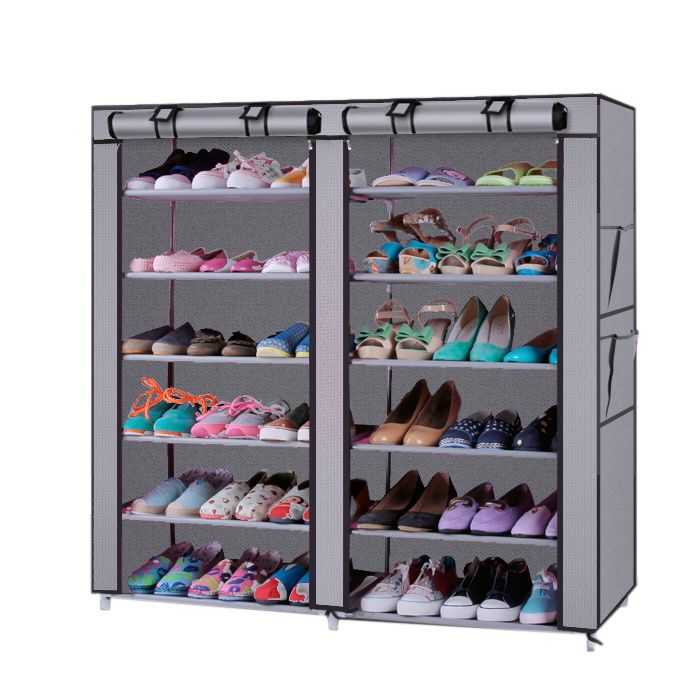 6-Row 2-Line 12 Lattices Non-Woven Fabric Shoe Rack with Non-Woven Fabric RT Premium Shoe Racks