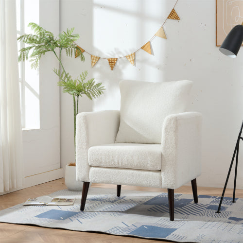 Solid Wood Leg Fabric Armchair FCJ Comfortable Tufted Scandinavian Home Office Bar Home Furniture Accent Chair Made Leather